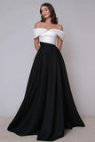 Épaule dénudée Noir et blanc Robe longue formelle corbeille