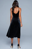 Robe formelle en velours à bretelles spaghetti noires