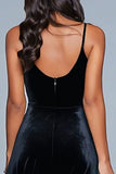 Robe formelle en velours à bretelles spaghetti noires