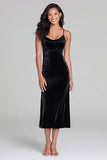 Robe formelle à bretelles spaghetti en velours noir