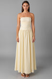 Robe de soirée trapèze sans bretelles en mousseline de soie simple