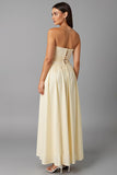 Robe de soirée trapèze sans bretelles en mousseline de soie simple