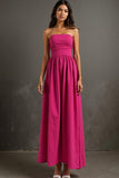 Robe de soirée bustier fuchsia A Line froncée Cottton