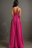 Robe de soirée bustier fuchsia A Line froncée Cottton