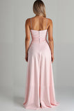 Robe de soirée en mousseline de soie rose clair à volants High-Low
