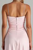 Robe de soirée en mousseline de soie rose clair à volants High-Low