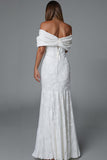Robe de soirée sirène ivoire à épaules dénudées avec dentelle