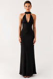 Robe longue noire gaine dos nu noire