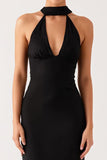 Robe longue noire gaine dos nu noire