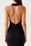 Robe longue noire gaine dos nu noire