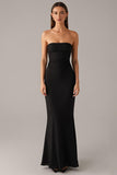 Élégante robe bustier sirène cravate noire