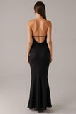 Élégante robe bustier sirène cravate noire