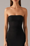 Élégante robe bustier sirène cravate noire