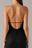 Élégante robe bustier sirène cravate noire