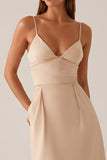 Robe de soirée maxi à bretelles spaghetti abricot