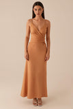 Robe de soirée froncée à bretelles spaghetti Twilight