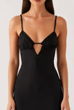 Fourreau Découpe Spaghetti Robe Cravate Noir