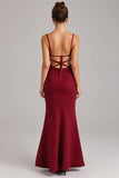 Robe de soirée sirène à lacets bordeaux
