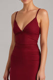 Robe de soirée sirène à lacets bordeaux