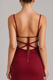 Robe de soirée sirène à lacets bordeaux
