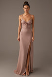 Sunset Spaghetti Straps Robe de soirée fourreau avec fente