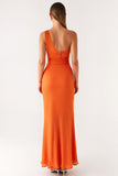 Robe formelle fourreau orange à une épaule