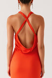 Robe formelle dos nu dos nu orange dos nu