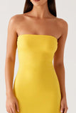 Robe formelle bustier en mousseline de soie jaune