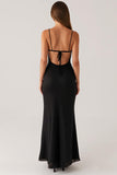 Sirène Spaghetti Straps Dos Nu Robe Cravate Noire
