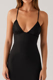 Sirène Spaghetti Straps Dos Nu Robe Cravate Noire