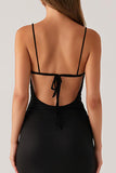Sirène Spaghetti Straps Dos Nu Robe Cravate Noire