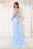 Robe de soirée longue corset sirène légère à épaules dénudées