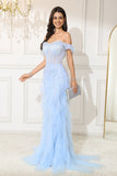 Robe de soirée longue corset sirène légère à épaules dénudées