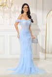 Robe de soirée longue corset sirène légère à épaules dénudées