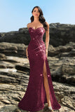 Robe de soirée sirène sans bretelles scintillante à sequins noirs