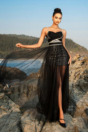 Robe de soirée à bretelles spaghetti noires