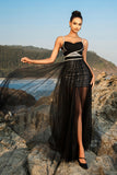 Robe de soirée à bretelles spaghetti noires
