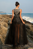 Robe de soirée à bretelles spaghetti noires