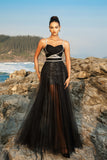 Robe de soirée à bretelles spaghetti noires