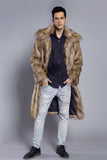Manteau en fausse fourrure brun à col polo ouvert sur le devant