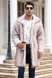 Manteau en fausse fourrure brun à col polo ouvert sur le devant