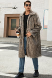 Manteau de fourrure blanc gris long devant ouvert col polo