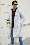 Fausse fourrure noire Long Warm Winter Manteau pour hommes avec capuche