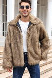 Manteau d’hiver en fausse fourrure moelleuse noire pour homme