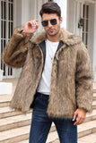 Manteau d’hiver en fausse fourrure moelleuse noire pour homme