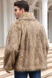 Manteau d’hiver en fausse fourrure moelleuse noire pour homme