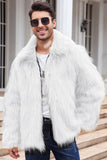 Manteau d’hiver en fausse fourrure moelleuse noire pour homme