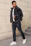 Gris foncé bretelles fausse fourrure short manteau d’hiver pour hommes