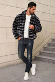 Gris foncé bretelles fausse fourrure short manteau d’hiver pour hommes