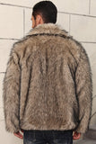 Manteau court d’hiver en fausse fourrure grise pour hommes